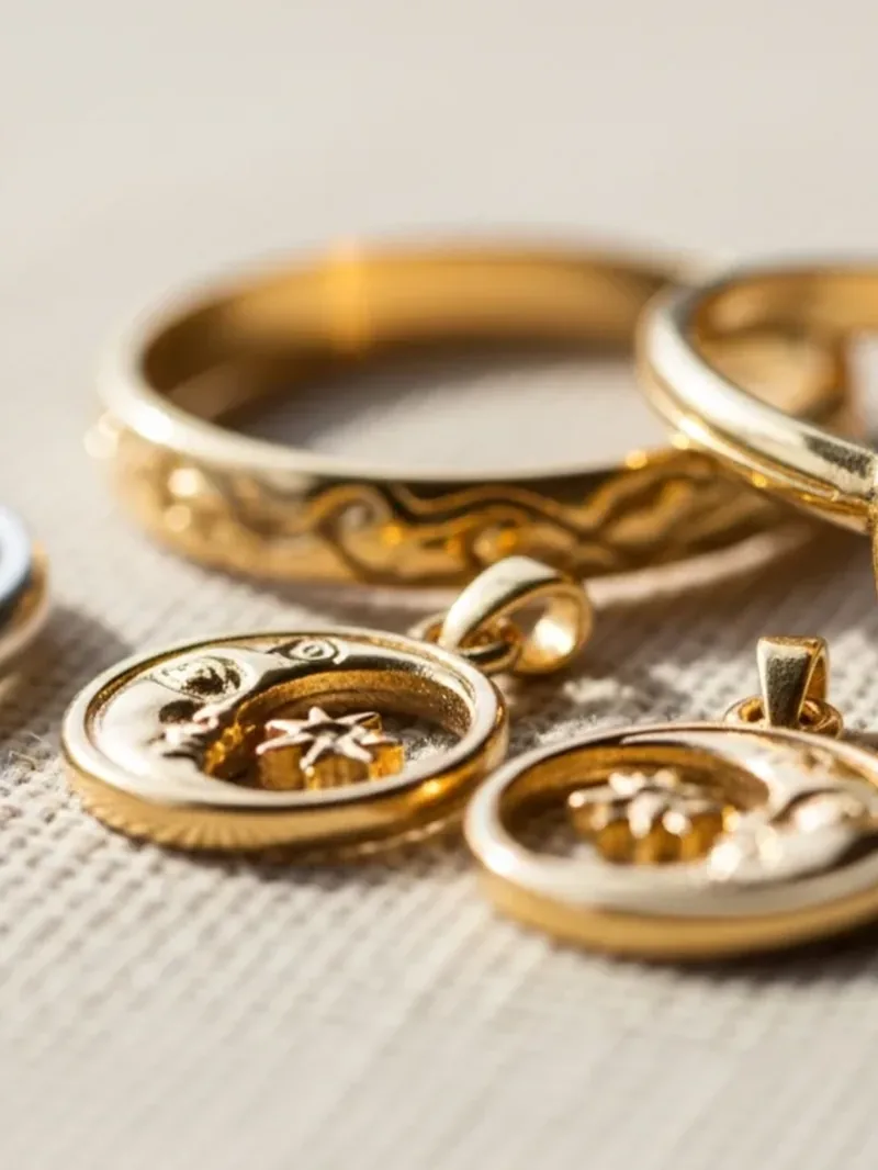 Close-up of gold rings