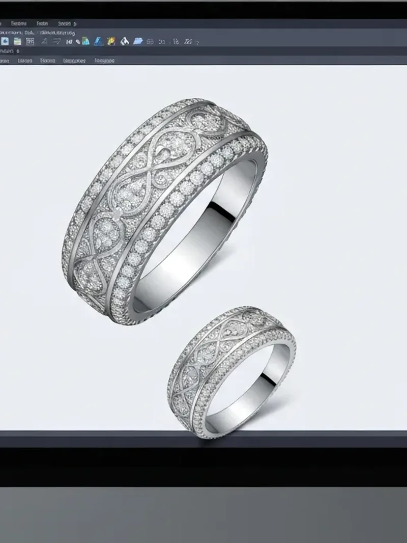 Ring design open in CAD software