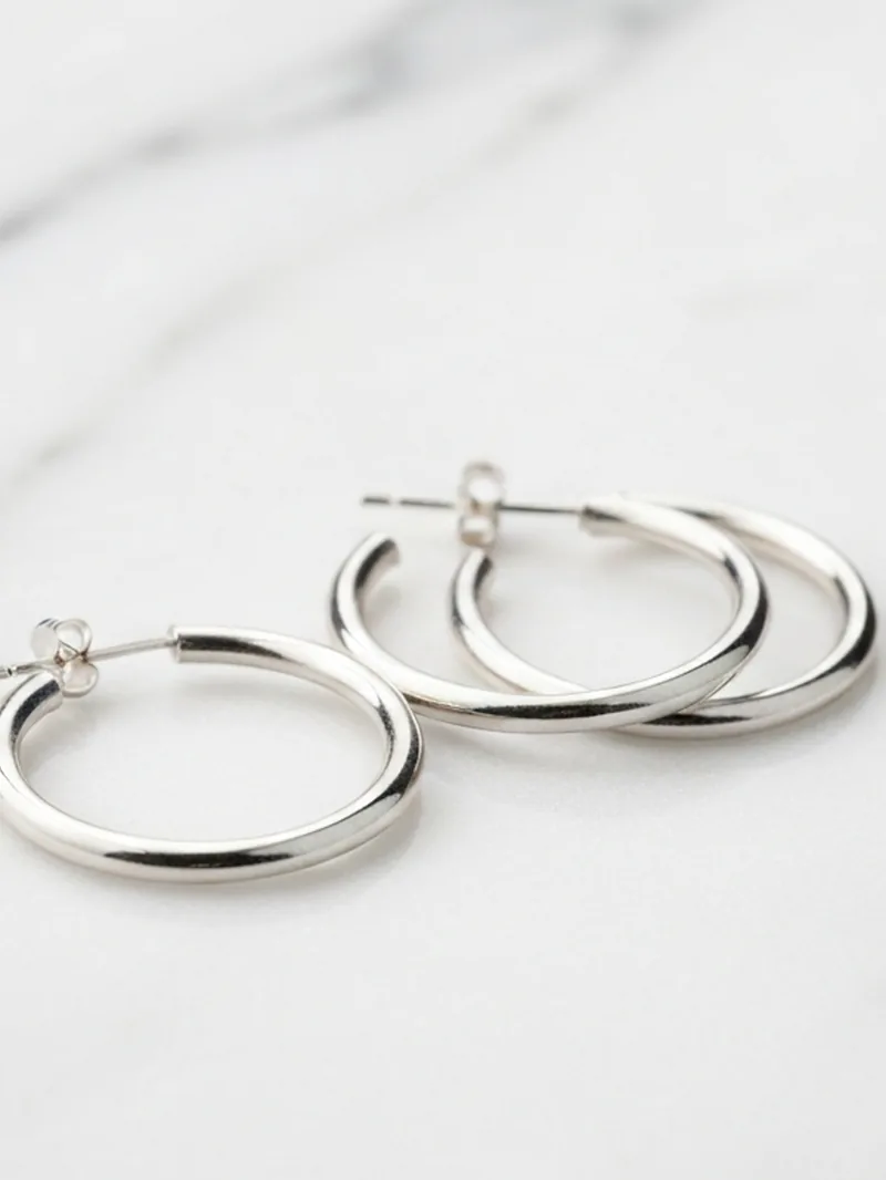 Plain silver hoop earrings