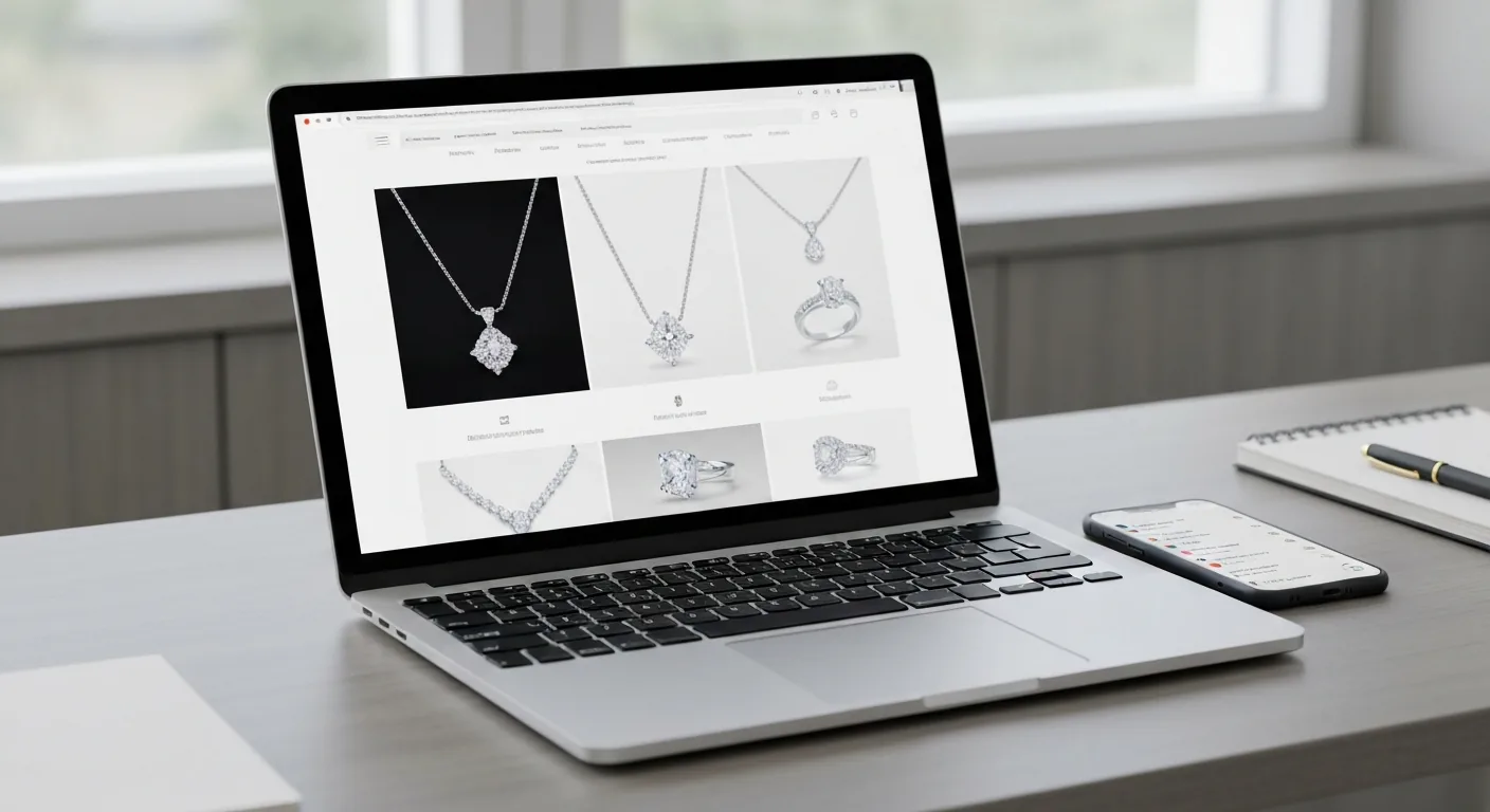 Jewelry sourcing desk with samples