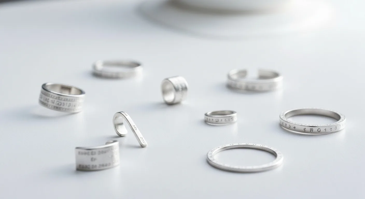Close detail of handmade silver jewelry