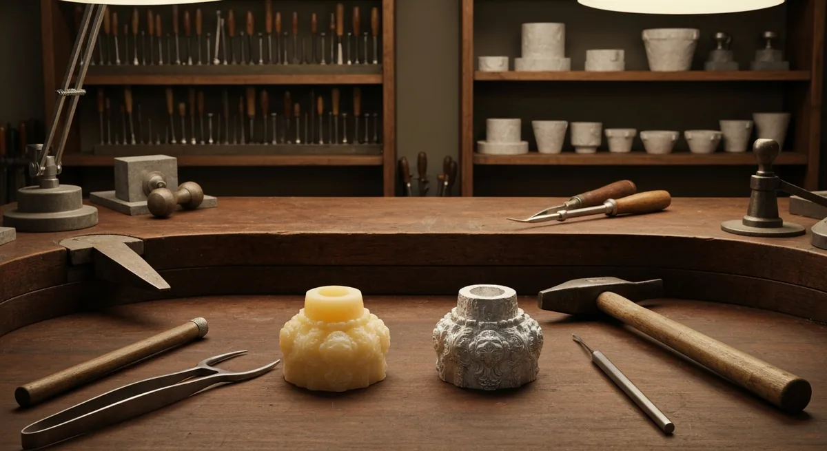 Lost-wax casting in a jewelry workshop