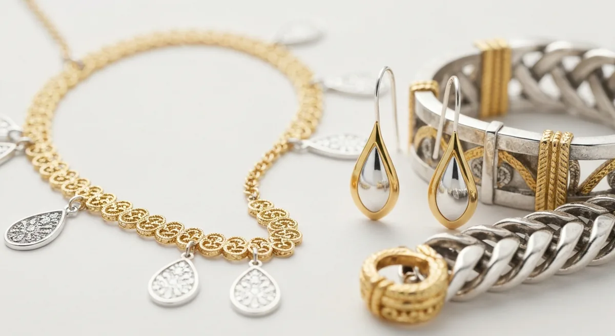 Jewelry combining silver and gold tones