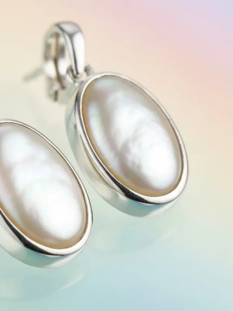 Sterling silver earrings set with mother-of-pearl