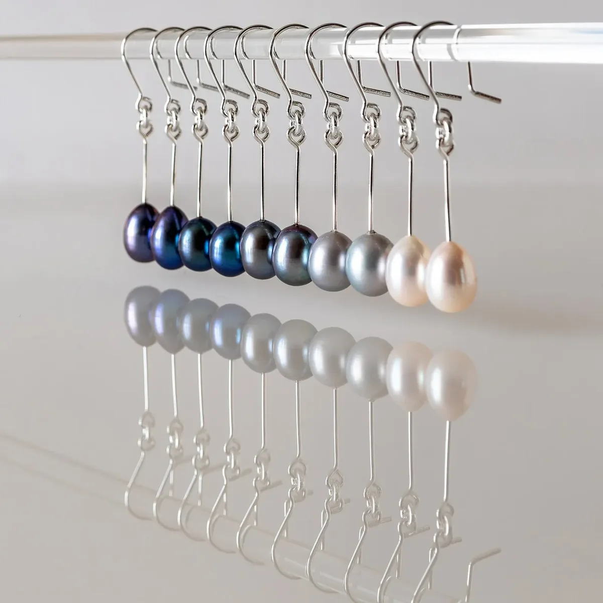 Pearl and silver earrings