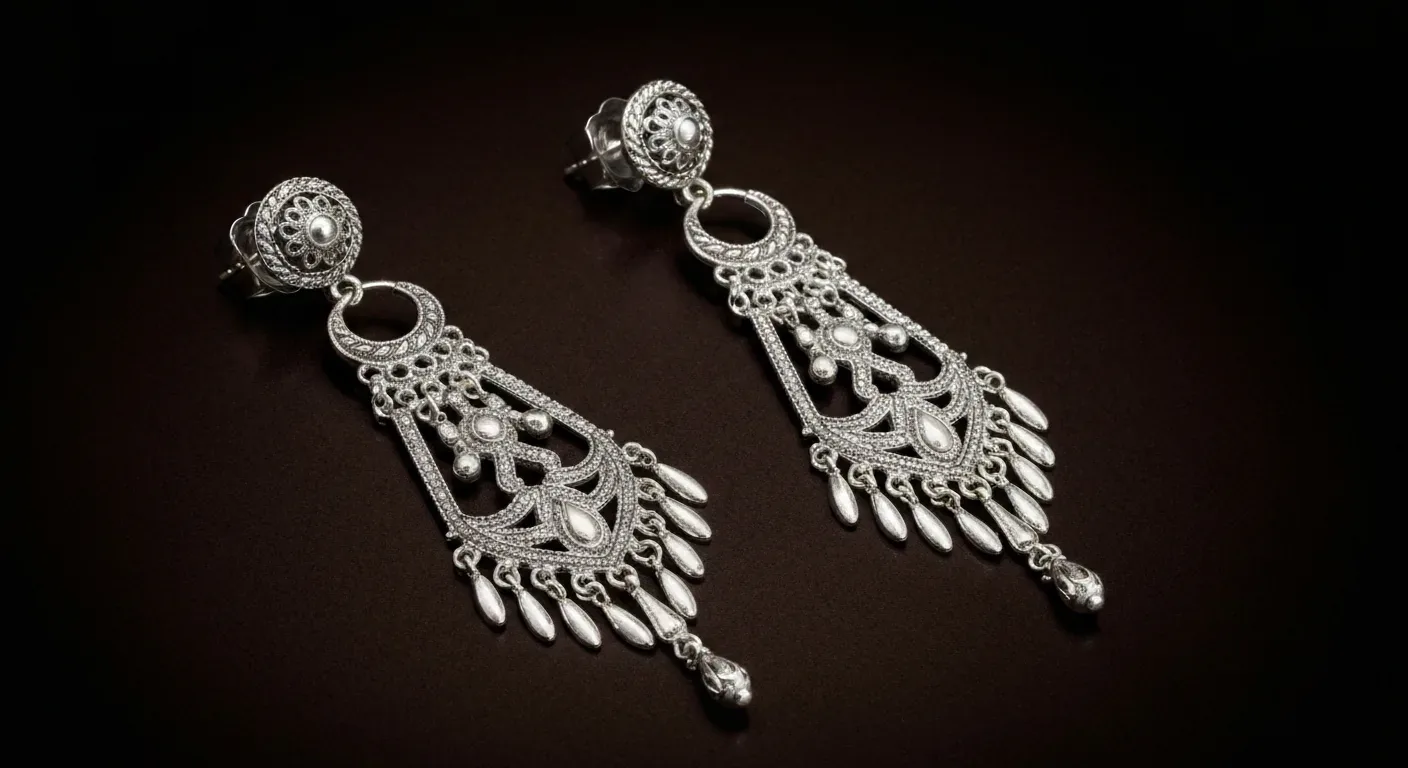 Silver filigree chandelier earrings