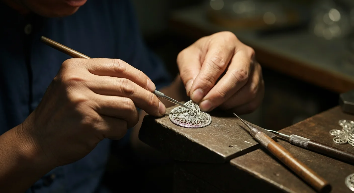 Balinese silversmithing techniques at the bench