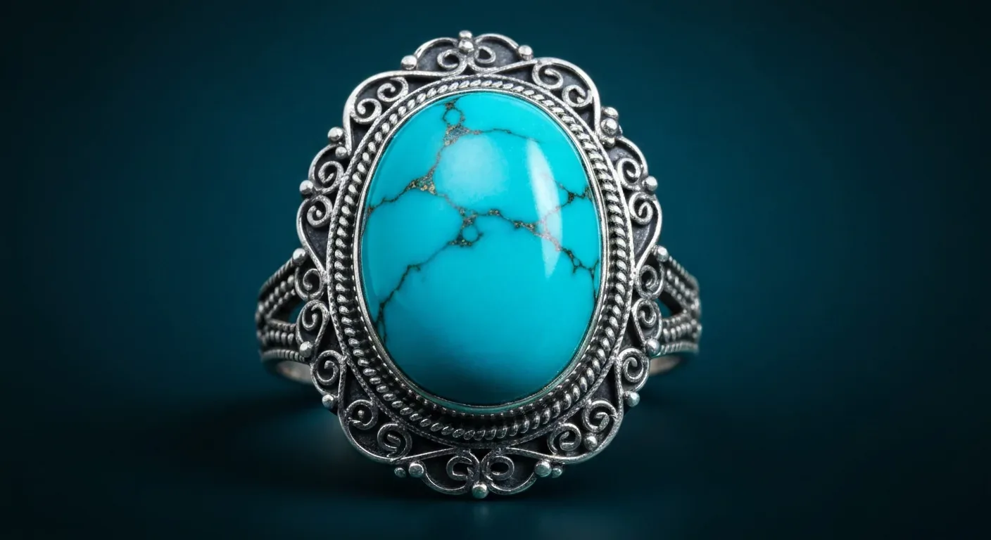 Silver jewelry set with turquoise